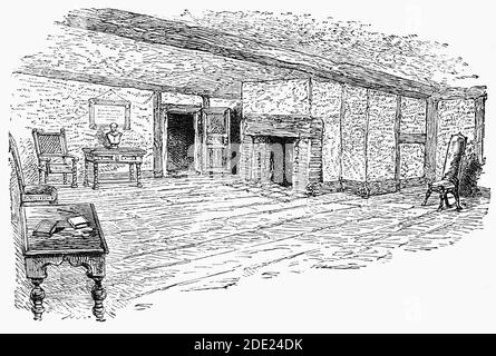 A 19th Century view of the room where William Shakespeare was born in Stratford-upon-Avon.  His date of birth is unknown, but is traditionally observed on 23 April, Saint George's Day. Shakespeare (1564-1616) became an English playwright, poet, and actor, widely regarded as the greatest writer in the English language and the world's greatest dramatist. He is often called England's national poet, the 'Bard of Avon', or simply 'the Bard'. Stock Photo