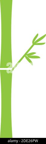 Green silhouette of bamboo branches. Icon illustration isolated on white. Hand drawing vector sign symbol Stock Vector