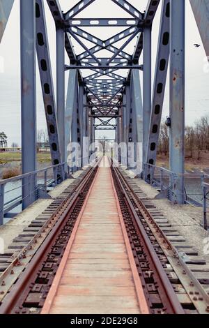 Railway bridge near Chernobyl nuclear power plant. Kiev region.Ukraine 2020 year Stock Photo