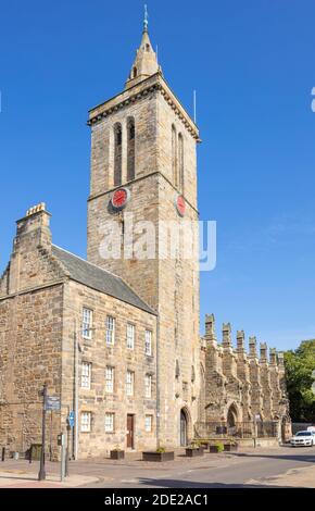 St Salvator's Chapel tower on North street in St Salvator's College University of St Andrews, Royal Burgh of St Andrews Fife Scotland GB UK Europe Stock Photo