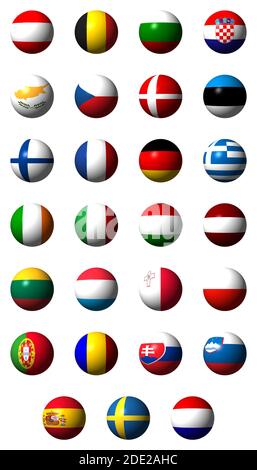 Collage of flags of the 27 EU countries without labels Stock Photo