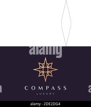 simple compass logo concept with modern and luxury style with gold color Stock Vector