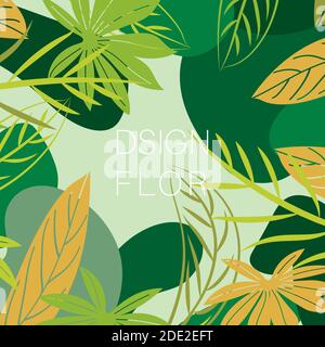 Seamless pattern with green leaves and a light background. Decorative ornament. design vector illustration. Stock Vector