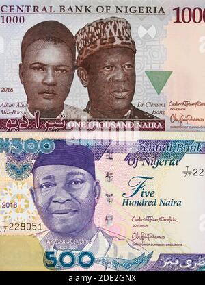 Nigerian currency naira central bank notes, Nigeria money Stock Photo