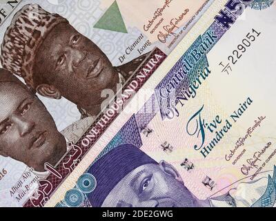 Nigerian currency naira central bank notes, Nigeria money Stock Photo