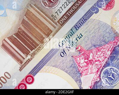 Nigerian currency naira central bank notes, Nigeria money Stock Photo