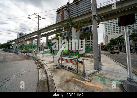 MIAMI, FL, USA - NOVEMBER 27, 2020: Construction development of The Underline Brickell Miami