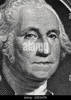 US president George Washington face portrait on the USA one dollar note ...