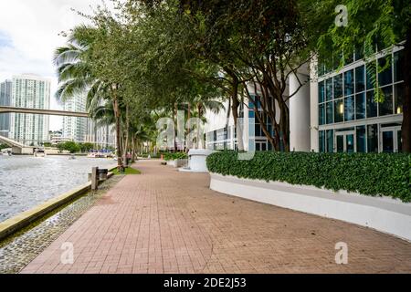 MIAMI, FL, USA - NOVEMBER 27, 2020: Brickell Miami Riverwalk photo Stock Photo