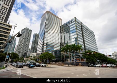 MIAMI, FL, USA - NOVEMBER 27, 2020: Photo of bank buildings Downtown Brickell FL Stock Photo