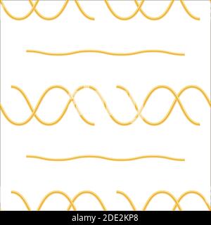 Boiled Floury Product Spaghetti Seamless Pattern Isolated on White Background Stock Vector