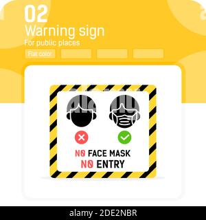 no entry without face mask sign with high quality flat style isolated on white background. Vector illustration image wear a mask sign symbol icon Stock Vector