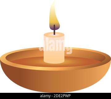 wooden diwali candle decorative icon Stock Vector