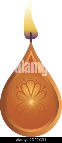 wooden diwali candle decorative icon Stock Vector