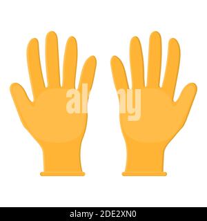 Yellow gardening hand gloves isolated on white background. Gardening tools. Vector illustration in cartoon style for your design. Stock Vector