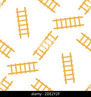 Seamless pattern with cartoon ladder, stairs on white background. Gardening tool. Vector illustration for any design. Stock Vector
