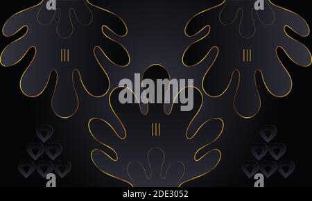 Black background with golden seamless abstract geometric pattern. Stock Vector