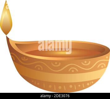 wooden diwali candle decorative icon Stock Vector