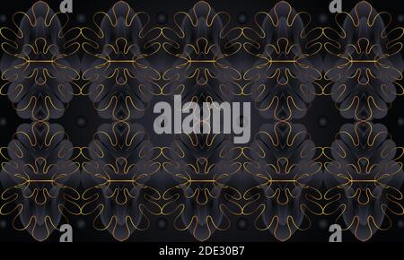 Vintage holiday decorative black and gold luxury background Stock Vector