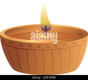 wooden diwali candle decorative icon Stock Vector