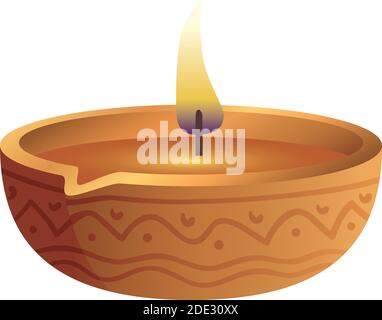 wooden diwali candle decorative icon Stock Vector