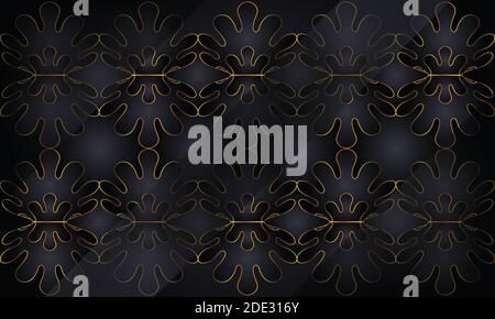 Vintage holiday decorative black and gold luxury background Stock Vector