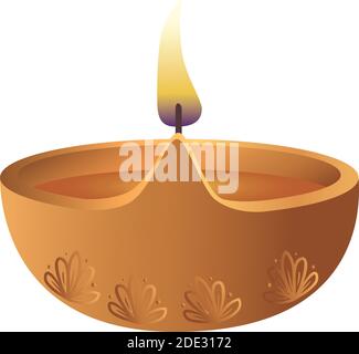 wooden diwali candle decorative icon Stock Vector