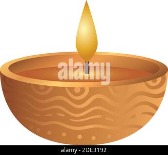 wooden diwali candle decorative icon Stock Vector