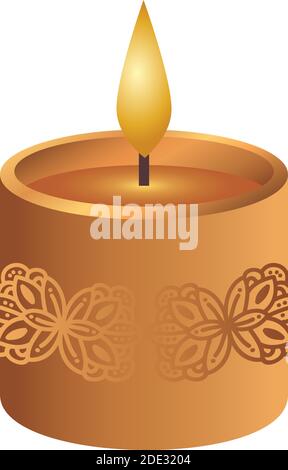 wooden diwali candle decorative icon Stock Vector
