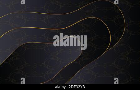 Black background with golden seamless abstract geometric pattern. Stock Vector