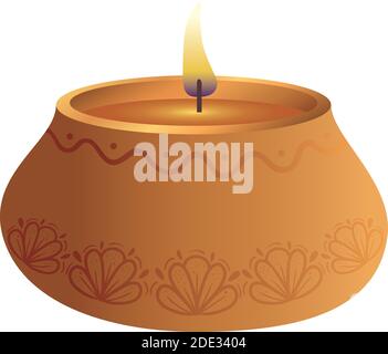 wooden diwali candle decorative icon Stock Vector