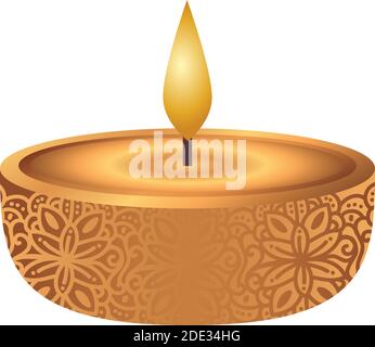 wooden diwali candle decorative icon Stock Vector