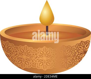 wooden diwali candle decorative icon Stock Vector