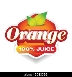 Orange Juice drink label sign Stock Vector