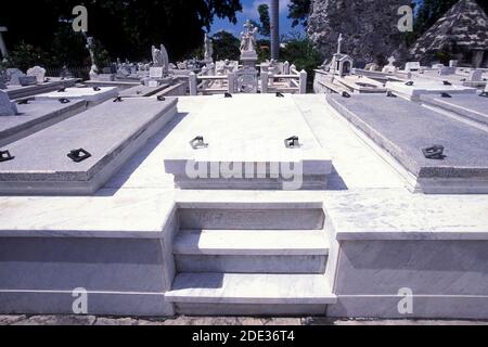 the grave of Ibrahim Ferrer of the Buena vista social club at the Cemetery of Necropolis Cristobal Colon  in the city of Havana on Cuba in the caribbe Stock Photo