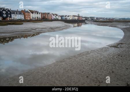 The picturesque Essex town of Wivenhoe on the River Colne is a desirable location. Stock Photo