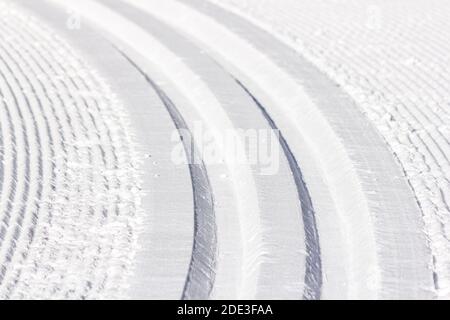 Cross-Country ski run trail in the Austrian Alps during the winter season (Filzmoos, Salzburg) Stock Photo