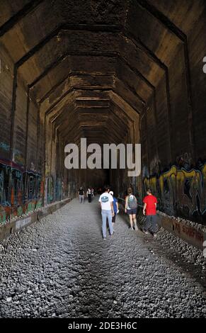 Donner pass snow tunnels showing graffiti Stock Photo - Alamy