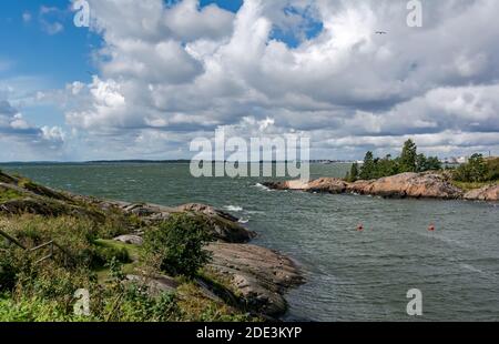 View to Baltic Sea from the coast of the Kustaanmiekka, Suomenlinna, Finland Stock Photo