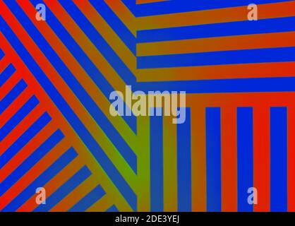 Zigzag background pattern in blue, yellow and red Stock Photo
