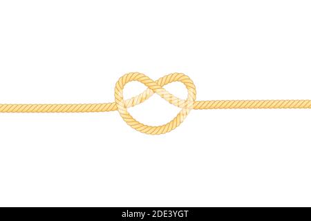 Knot of rope on a white background. Vector illustration. Stock Vector