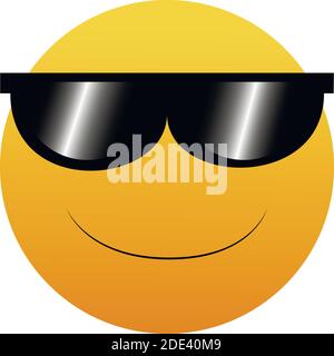 Emoticon with Sun Glasses. Smile icon. Isolated Vector Illustration on White Background. Stock Vector