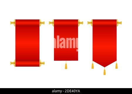 3d realistic chinese scrolls, Idea for Presentation Business Web Design Element. Vector stock illustration Stock Vector