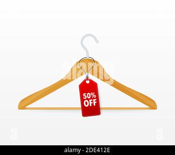 hangers with sale on white background. Vector stock illustration. Stock Vector