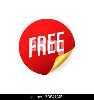 Red free sticker on white background. Vector stock illustration. Stock Vector
