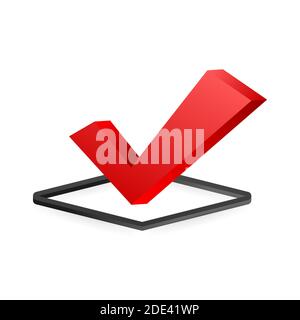 Checkmark. Red approved sticker on white background. Vector stock illustration. Stock Vector