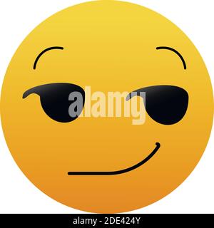 Smirking Emoji. A yellow face with a sly, smug, mischievous, or suggestive facial expression. A half-smile raised eyebrows, and eyes looking to the si Stock Vector