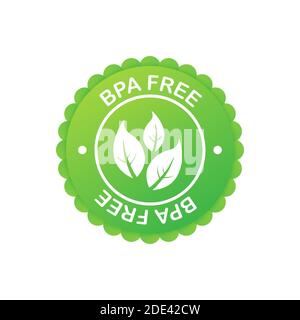 Green colored BPA free emblems, badge, logo, icon. Vector stock illustration. Stock Vector