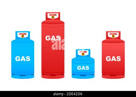 Gas cylinder vector tank. Lpg propane bottle icon container. Oxygen gas. Vector stock illustration Stock Vector