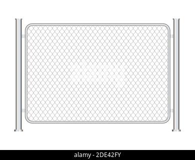 Fence wire metal chain link. Prison barrier, secured property. Vector stock illustration. Stock Vector